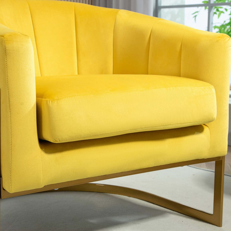 Fauteuil d'appoint ergonomique en velours pour la maison et les espaces commerciaux, Jaune