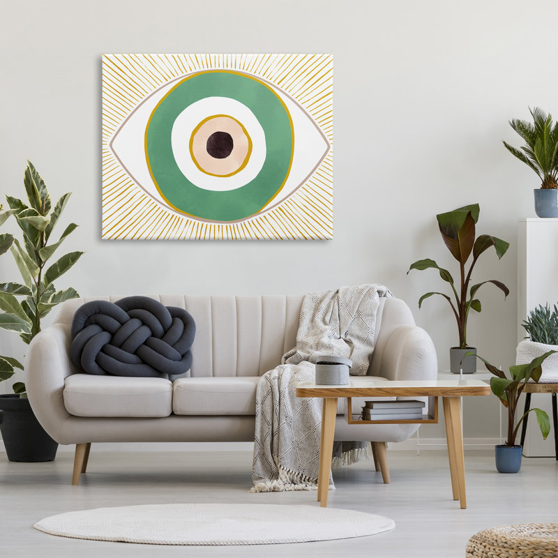 Impression sur toile Aw-468-Canvas Green Modern Evil Eye Symbole sur toile par Ziwei Li, H 36 po x l 48 po x P 1,5 po