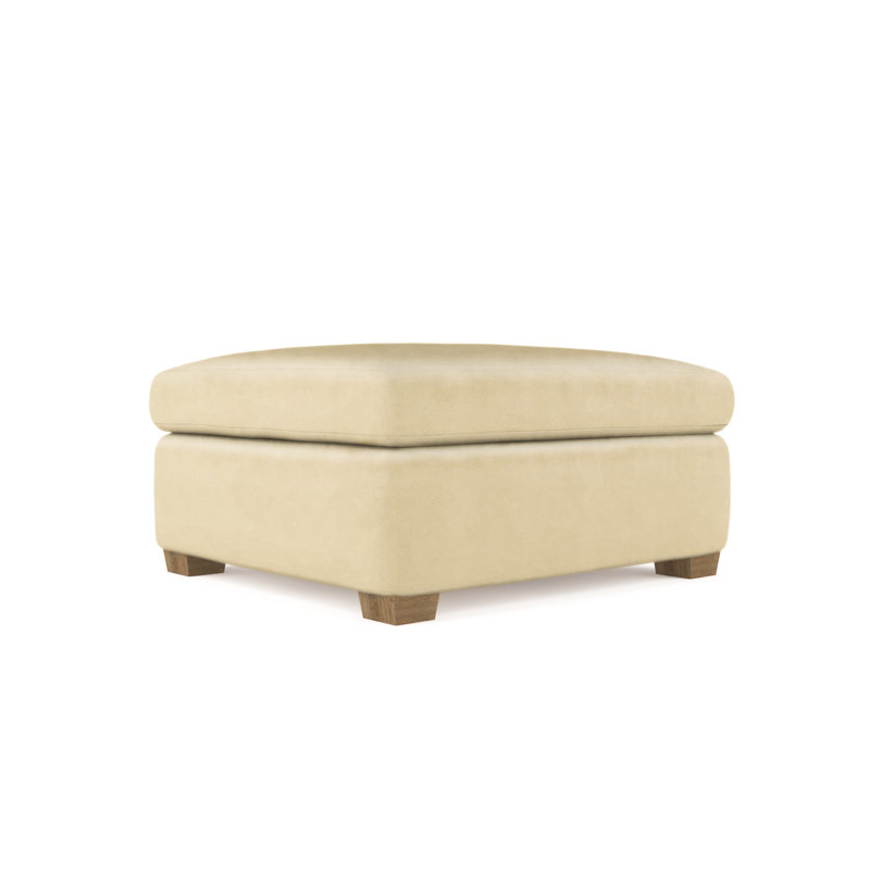 Rivington Ottoman, Plush Velvet Oyster, Weathered