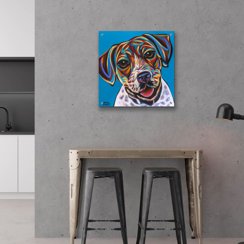 «Dog Besties 1» par Carolee Vitaletti, art mural en verre acrylique, H 24 po x l 24 po x P 0,2 po