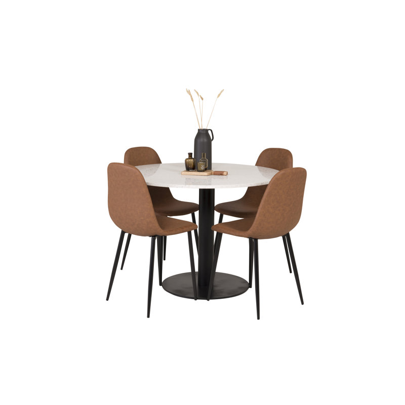Withernsea 4 - Person Dining Set, White, Dark Brown