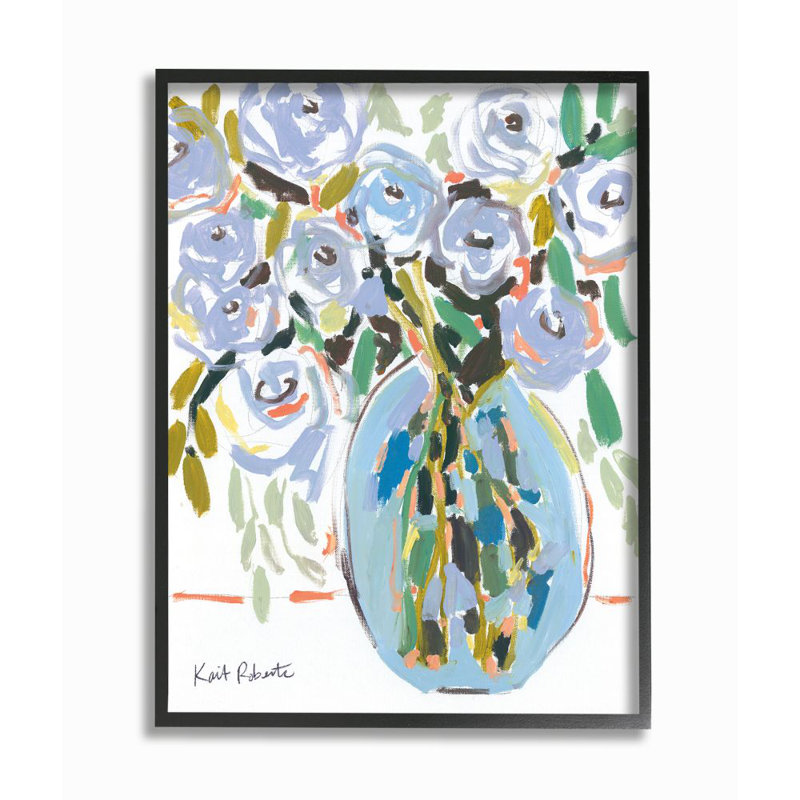 «Blue Pastel Floral Bouquet» par Kait Roberts - impression d'art graphique, H 30 po x l 24 po x P 1,5 po