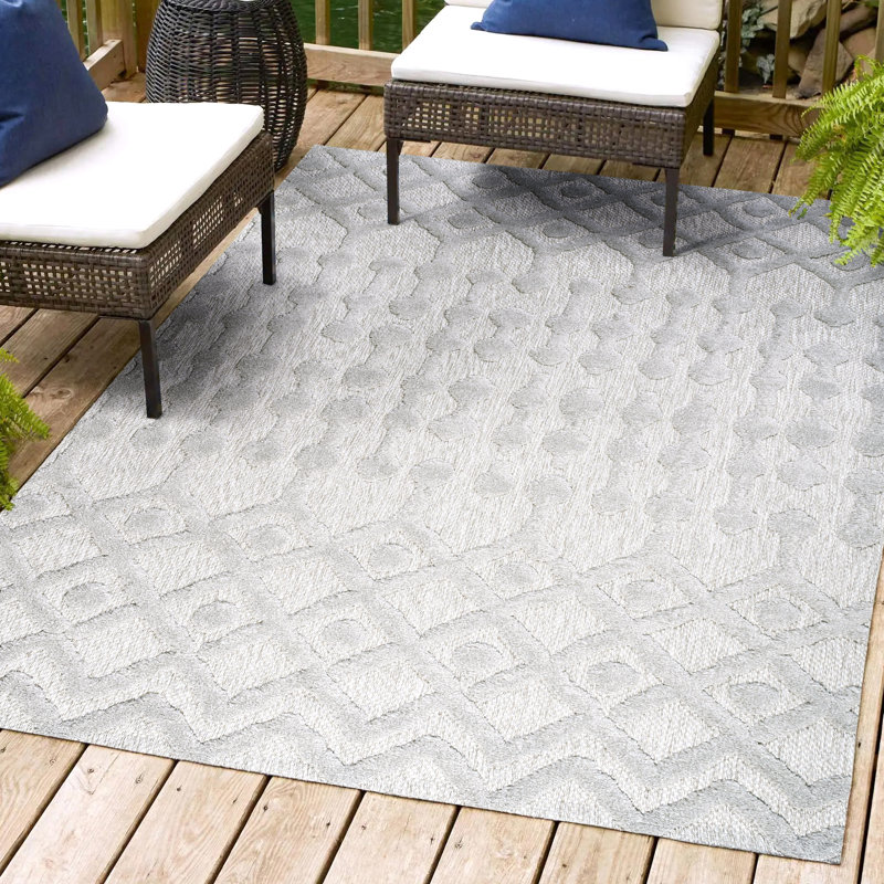 Tapis intérieur / extérieur gris clair Shanaghy, Rectangle 3 pi 11 po x 6 pi