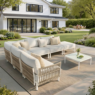 7-Piece Modular Aluminum Patio Sectional Set with Coffee Table