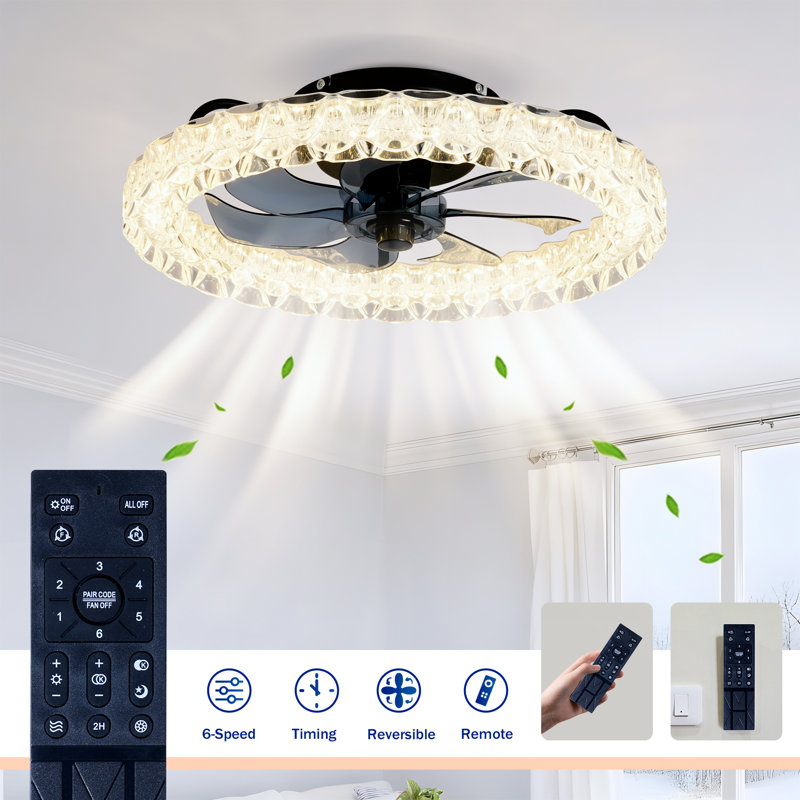 Ventilateur de plafond moderne à profil bas de 20 po avec DEL intégrée