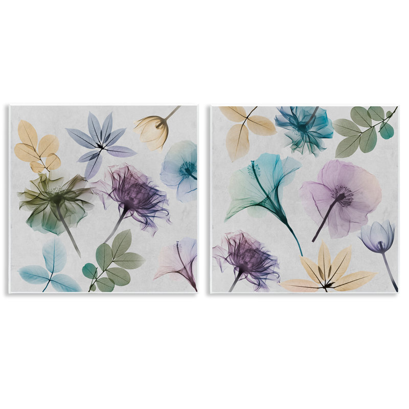 Ensemble de 2 plaques murales X-Ray Floral Collage par Albert Koetsier