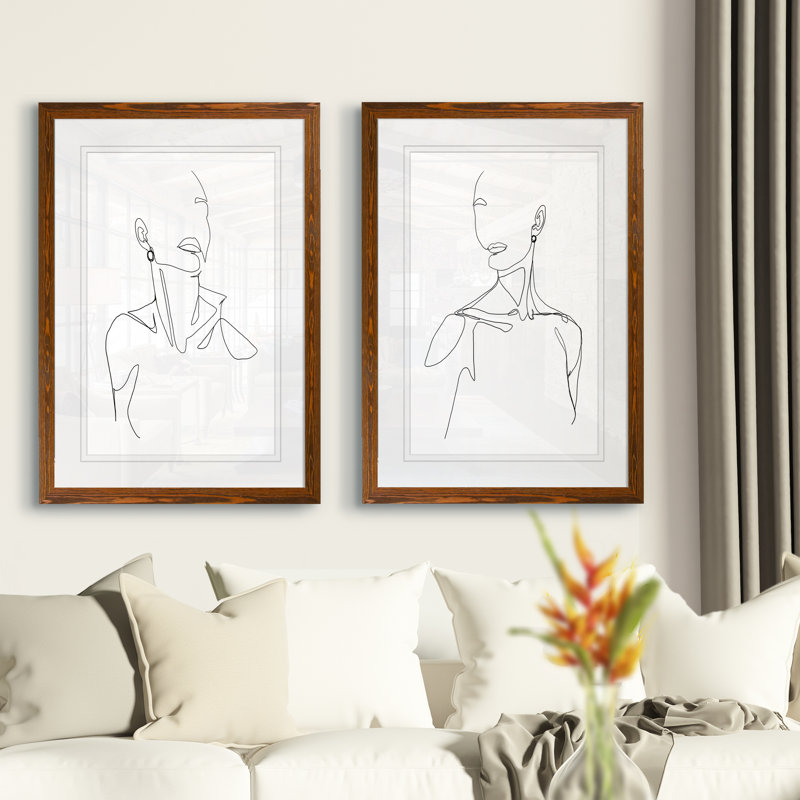 «Everlast Elegance I» par Vincent Van Gogh - ensemble de 2 reproductions de dessins encadrés, H 20 po x l 16 po x P 1,25 po