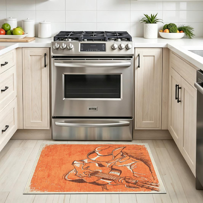 Tapis bleu manoir lavable à la machine American Cowboy, Rectangle 32 po x 47 po