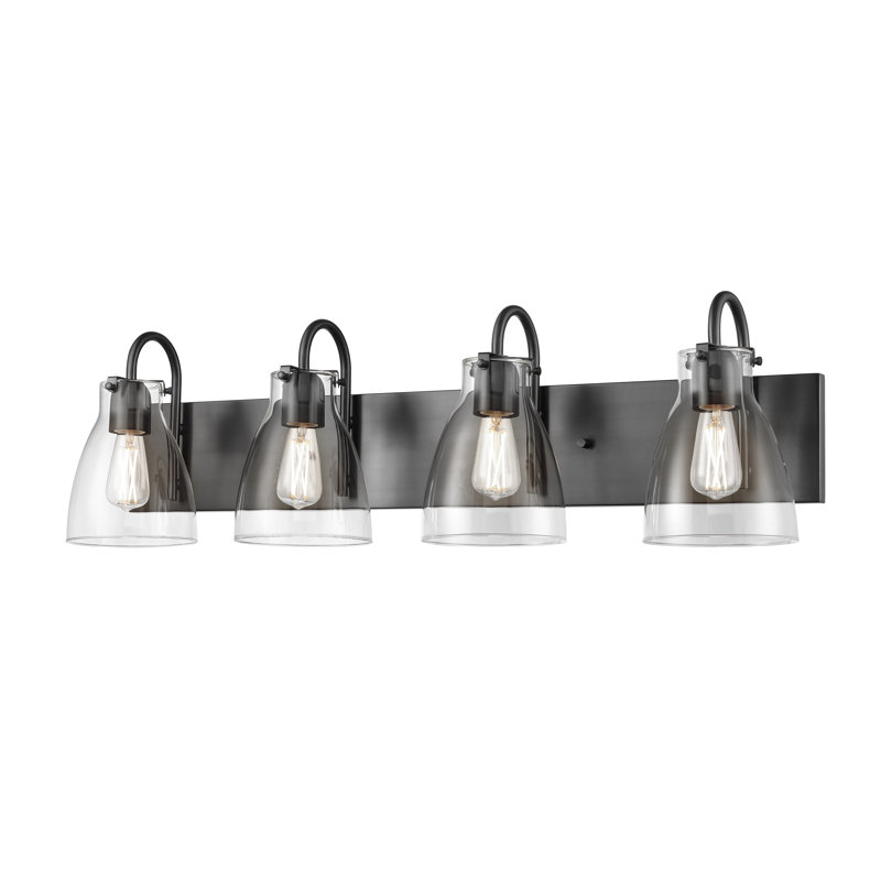 Coiffeuse 4 lumières Emma, Ébène avec verre transparent
