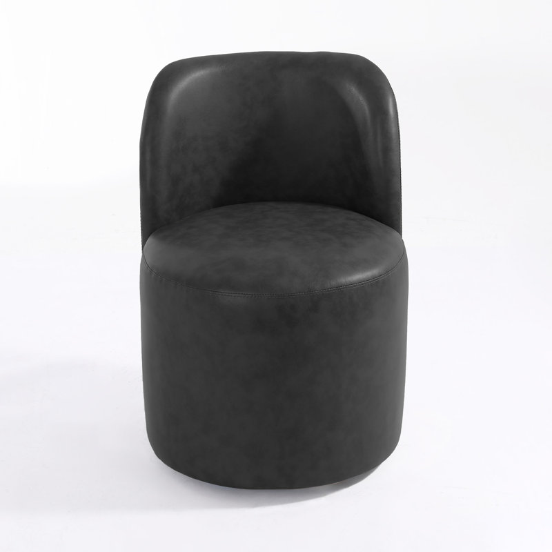 Chaise d'appoint rembourrée en similicuir noir moderne, Noir
