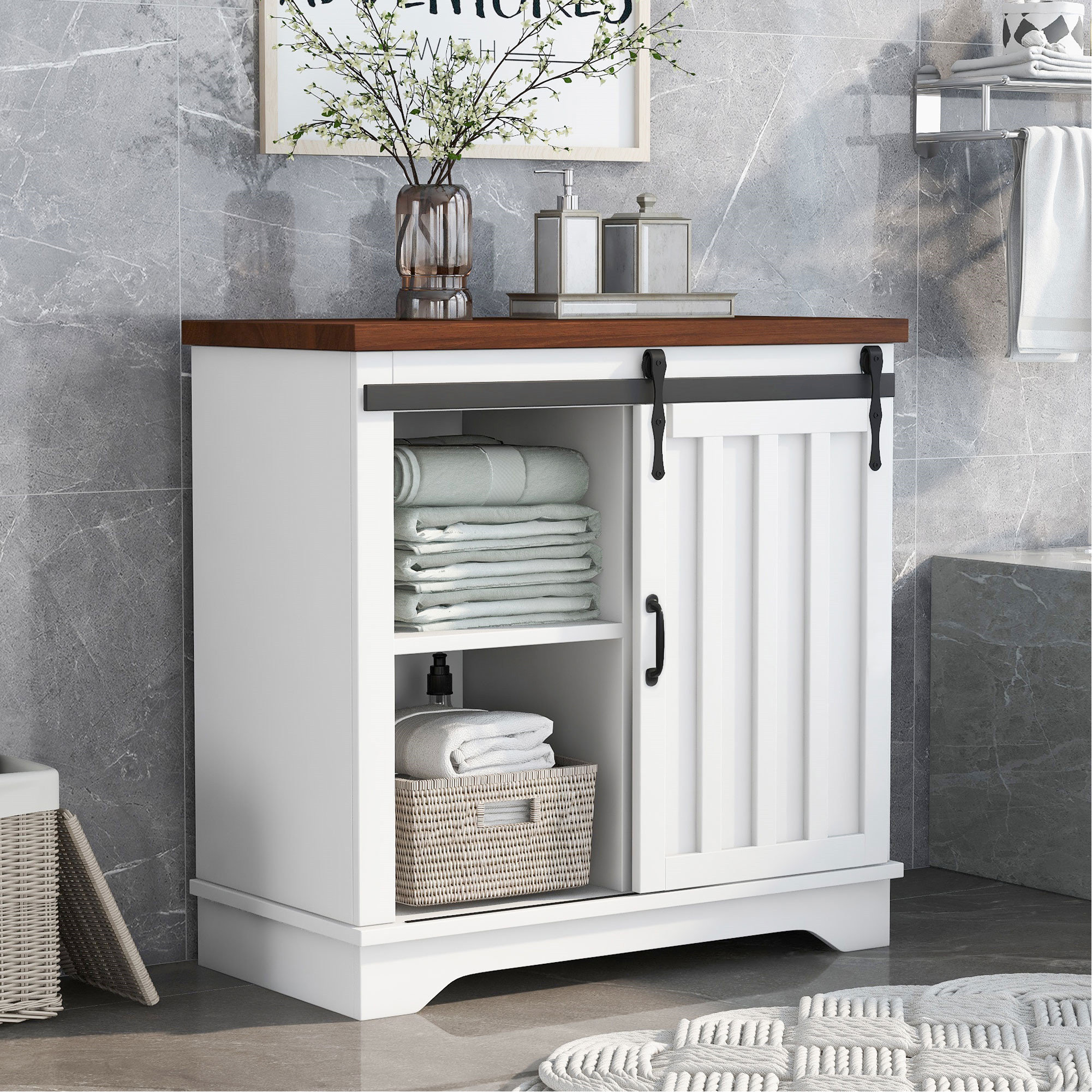 Rosalind Wheeler Harada Freestanding Bathroom Accent Cabinet with ...