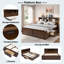 Lit plateforme en bois avec tête de lit multi-rangement, USB et 2 tiroirs-1753062580