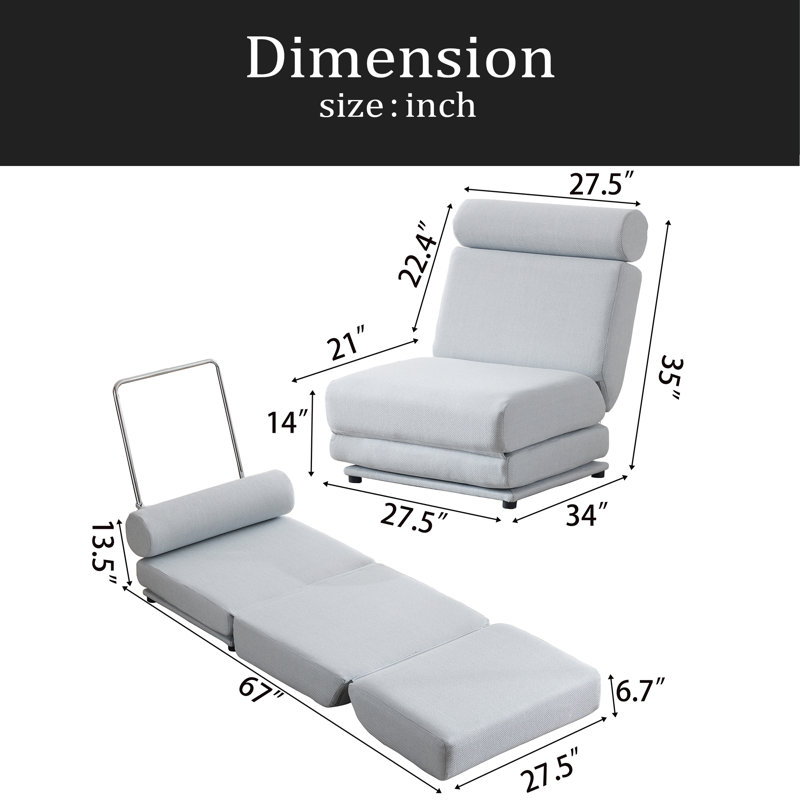 Canapé-lit simple pliable avec coussin, canapé-lit pliable portatif, fauteuil de loisir, facile à ranger, fabriqué en lin respirant et portable