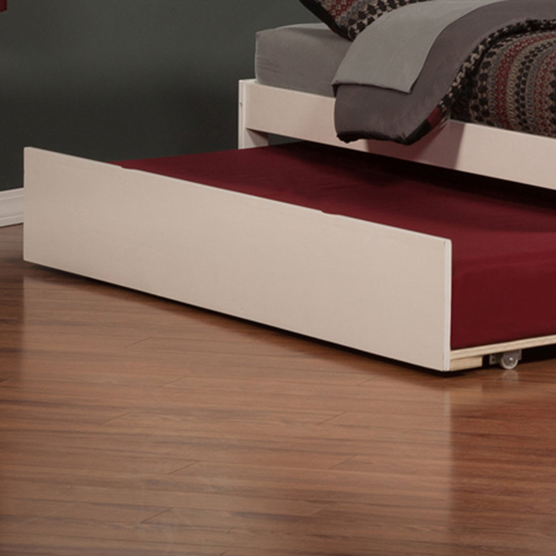 Concord Solid Wood Platform Bed with Footboard & Twin XL Trundle, King, White