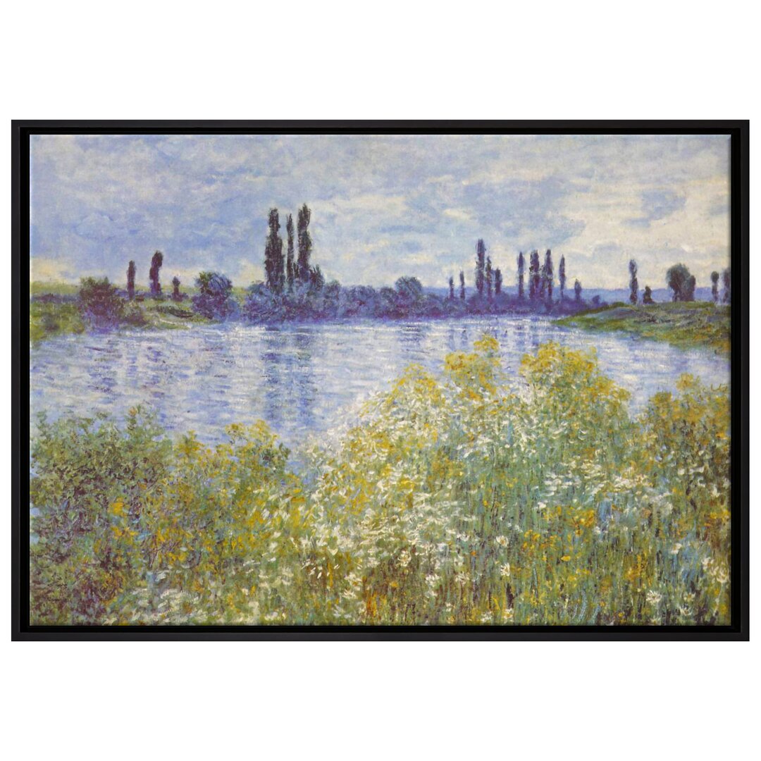 Gerahmtes Leinwandbild Seine Ufer Vétheuil von Claude Monet