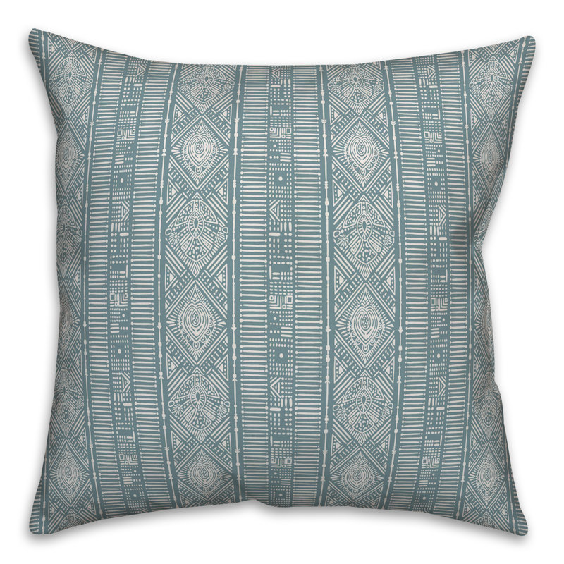 Throw Pillow, 18" x 18", Blue/White Geometric 1