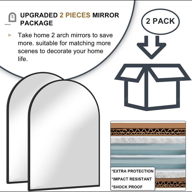 Gold Arched 20"x30" Metal Frame Bathroom Vanity Mirror