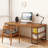 Brown + Black Rectangular Solid Wood + Iron art desk-2015411271