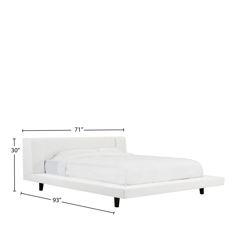 Lit plateforme tapissier Grimsby, Blanc, Double