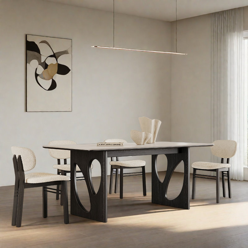 Ensemble de table de salle à manger Pure White Rock Plate, H 29,52 po x L 62,99 po x l 31,49 po 
