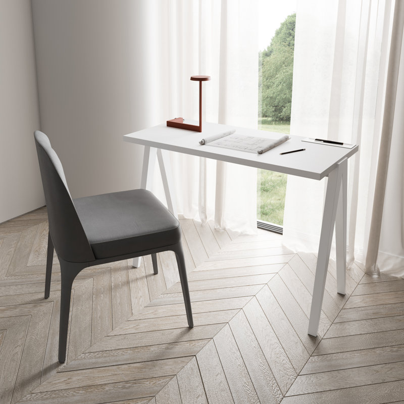 Gundrath Solid Wood Base Writing Desk, White, White