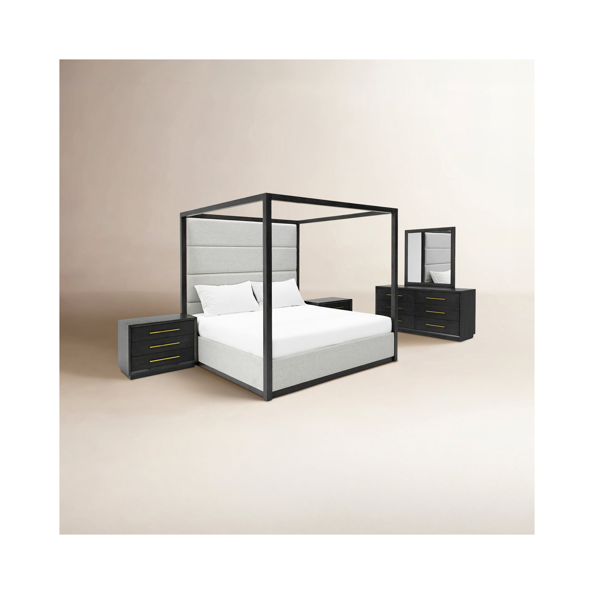 Langley Bedroom Set, Gray/Off-White, King