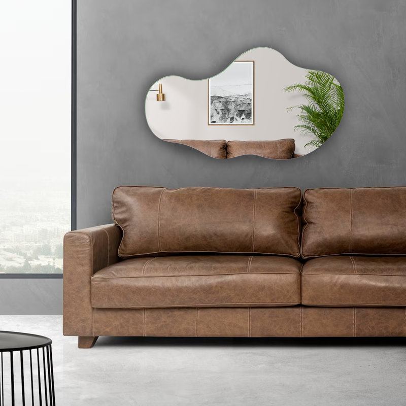 Asymmetrical Mirror, Decorative Irregular Mirror, Frameless Cloud Mirror, 36" H x 20" W, White