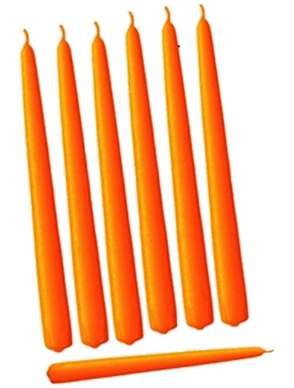 Unscented Taper Candle, Orange, 12" H x 0.875" W x 0.875" D