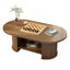 Table basse ovale cannelée, table basse en bois de ferme, table basse Mid-Century à 2 niveaux avec tablette de rangement, table d'appoint centrale avec base double, tables de salon Boho pour bureau de salon