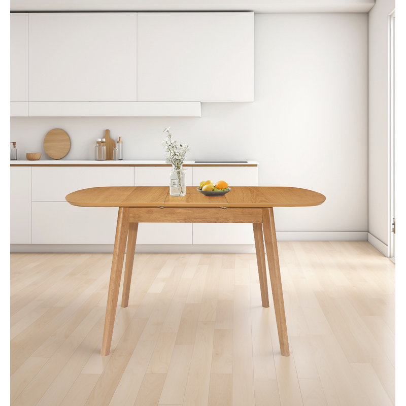 Ahwahnee Extendable Oak Oval Solid Wood Base Dining Table, Light Oak