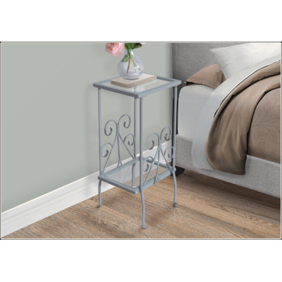 Table de chevet élégante et fonctionnelle en verre trempé et en métal pour la chambre à coucher et le salon