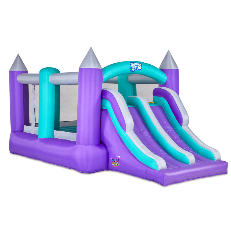 Sunny & Fun Blue and Red Inflatable Bouncy Castle with Dual Slide