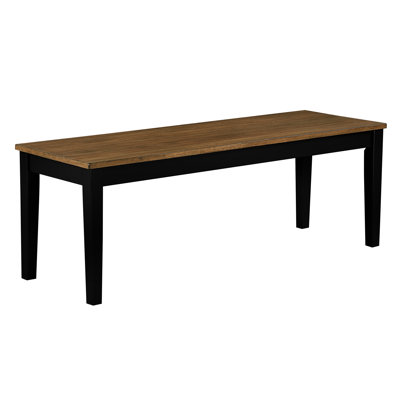 Banc de style moderne 2 tons, 48 po x 16,5 po, 17,5 po, pieds noirs, siège brun, profondeur de produit rustique contemporaine, charge de 250 lb, pour les sièges de salle