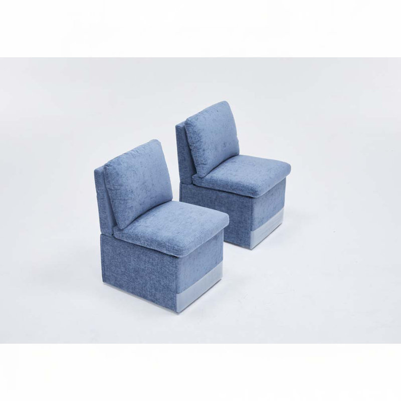 Chaise rembourrée en lin 25,6 po, Bleu
