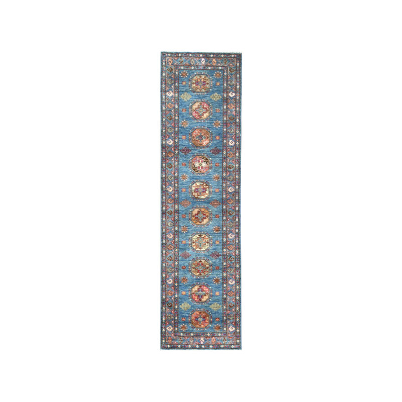 Tapis oriental super Kazak en laine noué à la main bleu acier 2 pi 7 po x 9 pi 9 po 76B1264A329B4C5AAAD6C08B9EFDB45