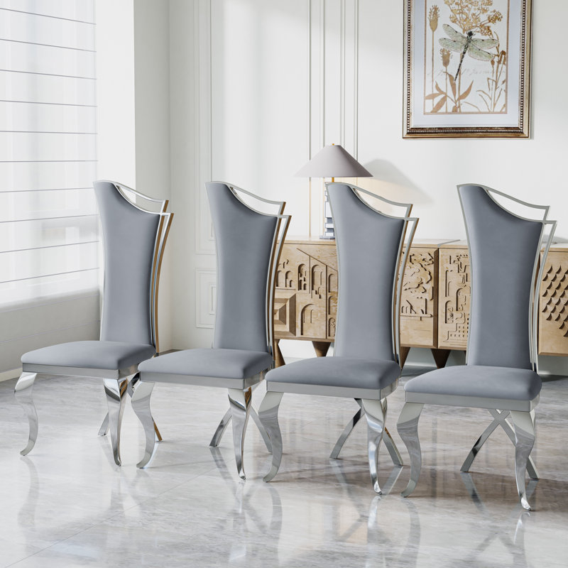 Chaise d'appoint à dossier solide, Gris, 4