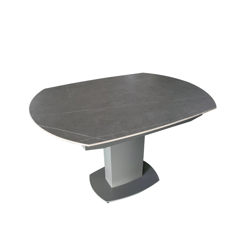 Boulemane 119-179Cm Grey Matte Ceramic Swivel Extending Dining Table