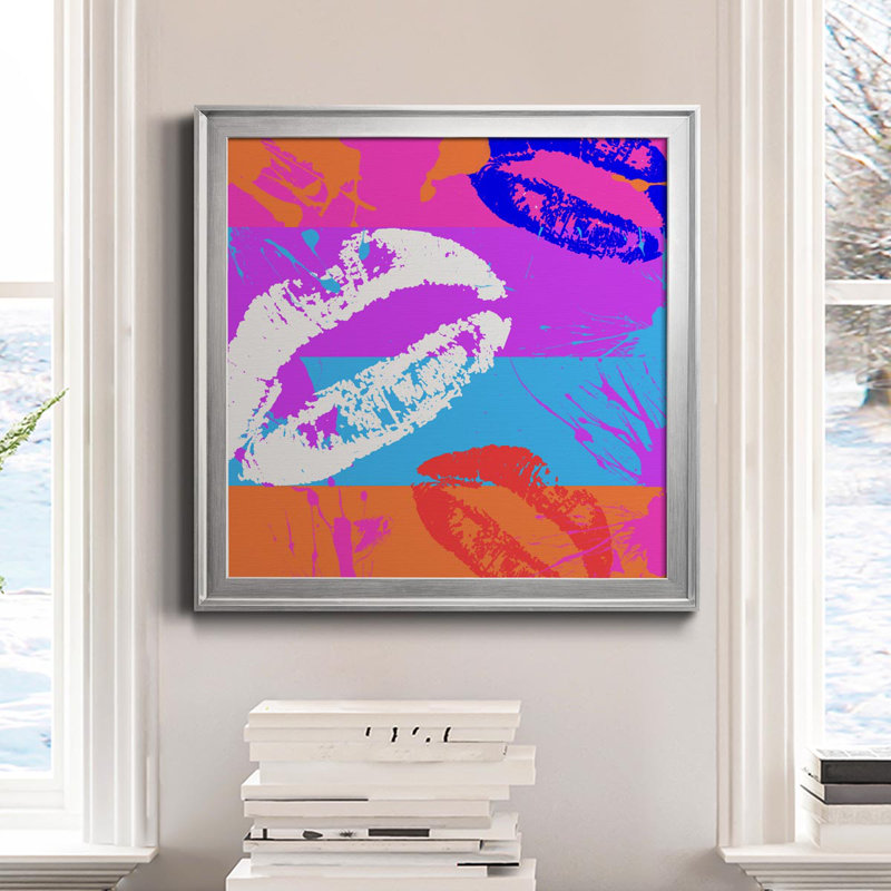 Baiser - Cadre photo, reproduction d'art sur toile, H 34,5 po x l 34,5 po x P 1,5 po, Argent