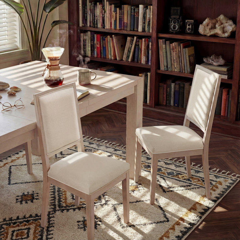 2 Pieces Solid Wood Parsons Dining Chair for Farmhouse and Modern Dinettes, White