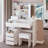 37" Left Drawer Desktop Led Vanity Table + Cushioned Stool, Large Sliding, Touch Control, 3-Color Switching Mirror, High Capacity Storage Fashionable Makeup Dressing Set, Epa, Gcc, Ul Certificate-1487368647