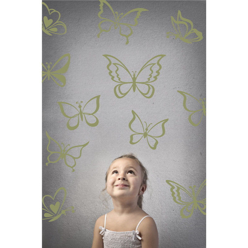 Adhésif décoratif papillon, Olive, H 24 po x l 25 po x P 0,01 po