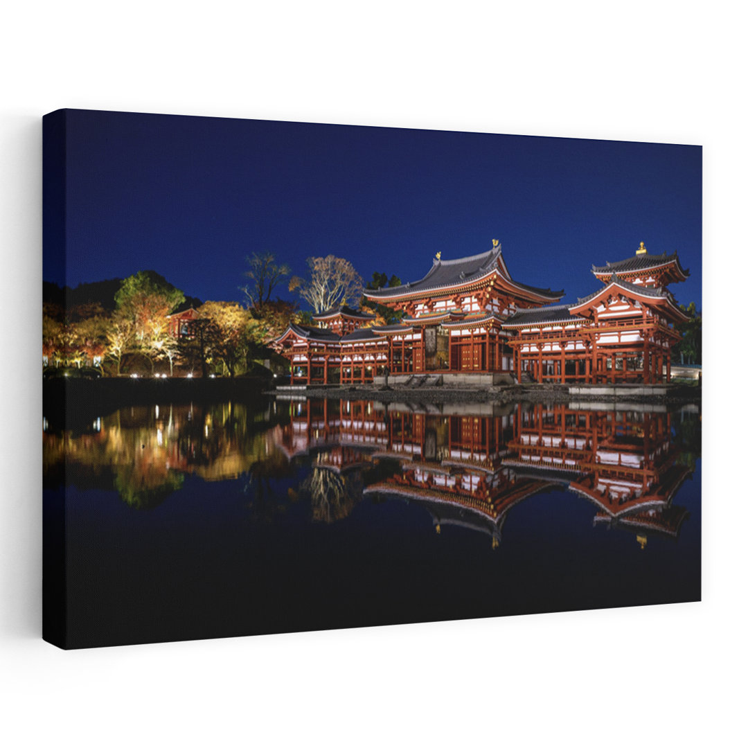 Japanese Temple Reflection Peaceful Serene Traditional Architecture Autumn Wall Art Print