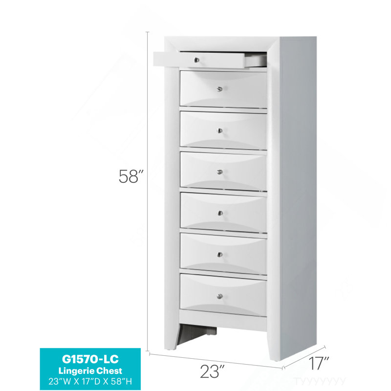 Commode pour femme 7 tiroirs Marilla, blanc, Blanc