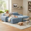 Canapé modulaire en velours côtelé doux, siège profond modulaire bleu avec dossier incurvé pour le salon-713273776