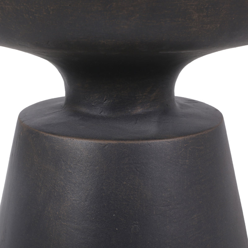 Table d'extérieur en béton léger avec design chic, accent de cuivre, aucun assemblage requis pour une utilisation instantanée Table d'appoint de patio, cuivre, moderne et élégant, assemblage