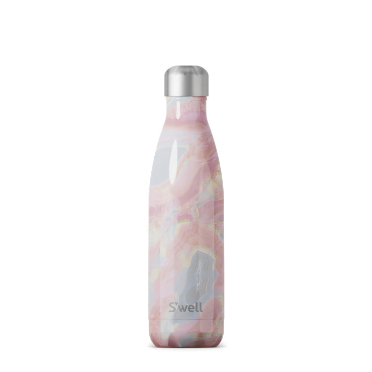 Lava Glass Water Bottle with Rose Gold Lid and Marble cover by