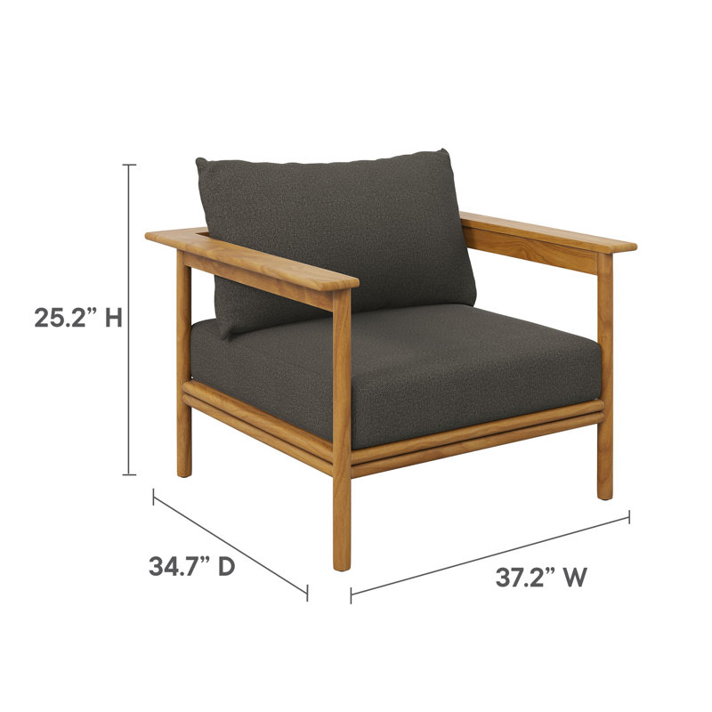 Wren Outdoor Patio Teak Wood Armchair Set Of 2 In Natural, Flint Gray