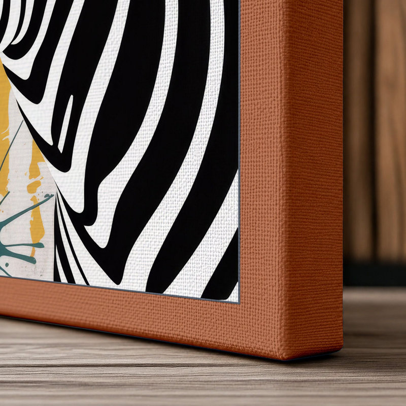 Zebra in Motion Eclectic - Wrapped Canvas, 30x20 - 76.2 x 50.8 cm, Terracotta Border