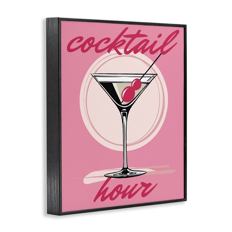 «Pink Cocktail Hour», estampe numérique par Elizabeth Medley, Cadre noir, H 14 po x l 11 po
