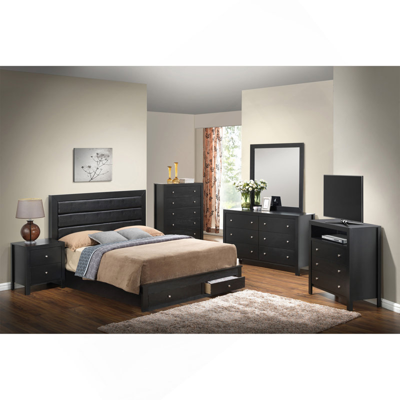 Sleek Transitional Black Storage Bed